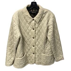 Barbour Cream Shaped F Weight Quilted Short Barn Jacket Womens 10 AS IS